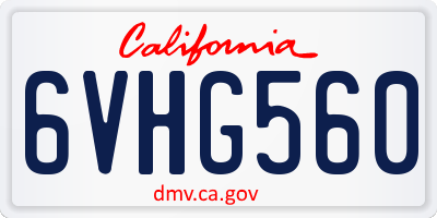 CA license plate 6VHG560