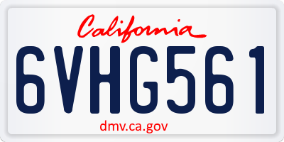 CA license plate 6VHG561