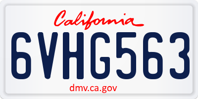 CA license plate 6VHG563