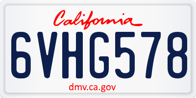 CA license plate 6VHG578