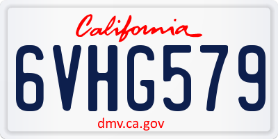 CA license plate 6VHG579