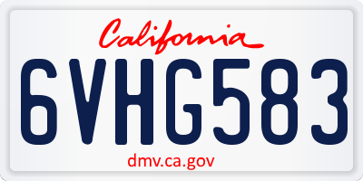 CA license plate 6VHG583