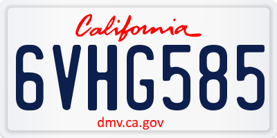 CA license plate 6VHG585