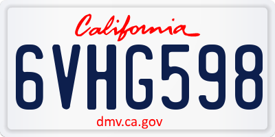 CA license plate 6VHG598