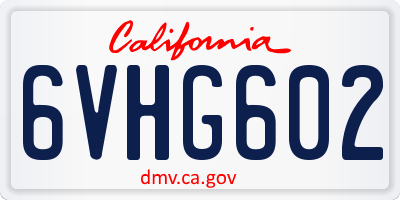 CA license plate 6VHG602
