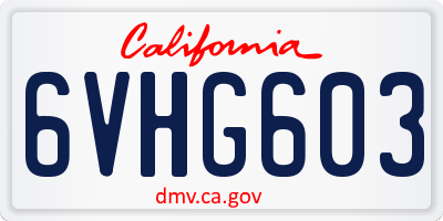 CA license plate 6VHG603