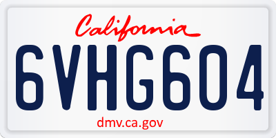 CA license plate 6VHG604
