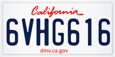 CA license plate 6VHG616