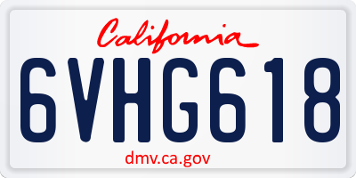 CA license plate 6VHG618