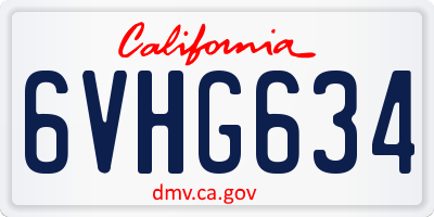 CA license plate 6VHG634