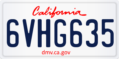 CA license plate 6VHG635