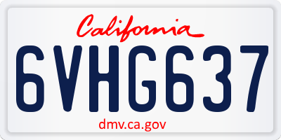 CA license plate 6VHG637