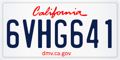 CA license plate 6VHG641
