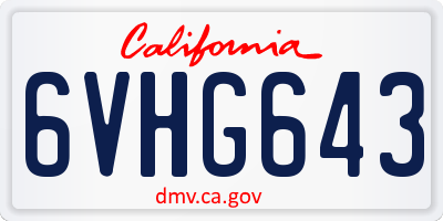CA license plate 6VHG643