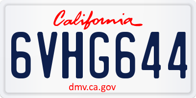 CA license plate 6VHG644