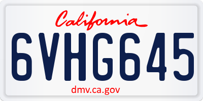 CA license plate 6VHG645