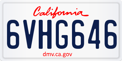 CA license plate 6VHG646