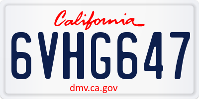 CA license plate 6VHG647