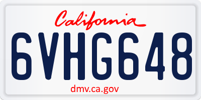 CA license plate 6VHG648