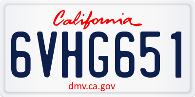 CA license plate 6VHG651