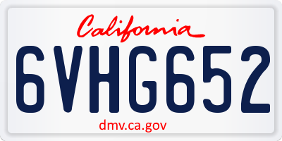 CA license plate 6VHG652