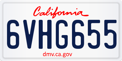 CA license plate 6VHG655