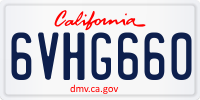 CA license plate 6VHG660