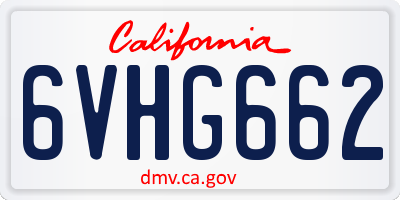 CA license plate 6VHG662