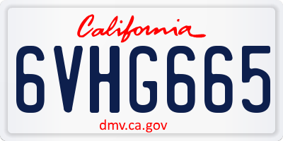 CA license plate 6VHG665