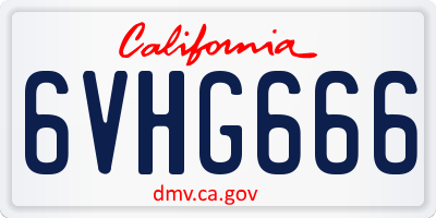CA license plate 6VHG666