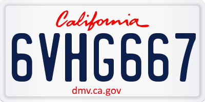 CA license plate 6VHG667