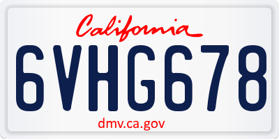 CA license plate 6VHG678