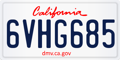 CA license plate 6VHG685