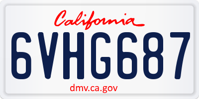 CA license plate 6VHG687