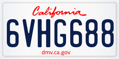 CA license plate 6VHG688