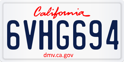 CA license plate 6VHG694