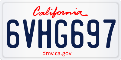 CA license plate 6VHG697
