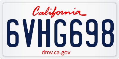 CA license plate 6VHG698