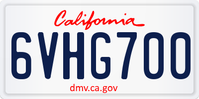 CA license plate 6VHG700