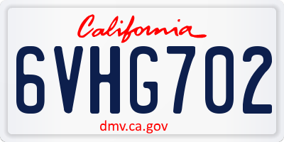 CA license plate 6VHG702