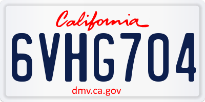 CA license plate 6VHG704