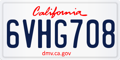 CA license plate 6VHG708