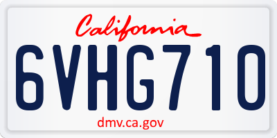 CA license plate 6VHG710