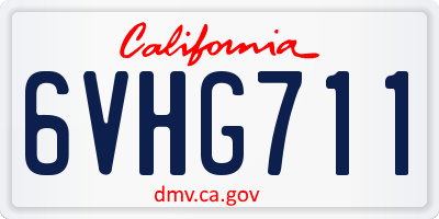 CA license plate 6VHG711