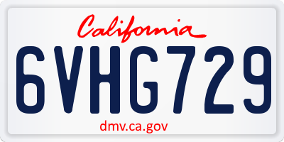 CA license plate 6VHG729
