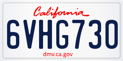 CA license plate 6VHG730