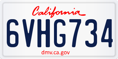 CA license plate 6VHG734