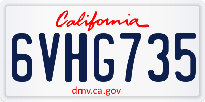 CA license plate 6VHG735