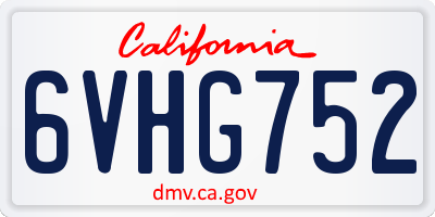 CA license plate 6VHG752