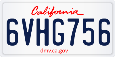 CA license plate 6VHG756
